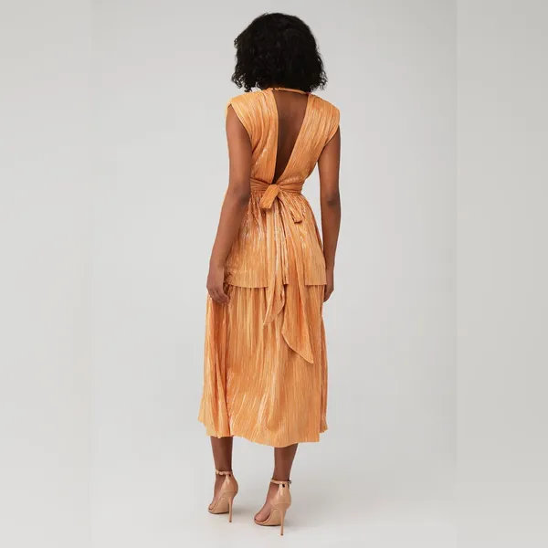 Sabina Musayev Women's Orange Ophelia Pleated Maxi Dress Large‎ - Image 2