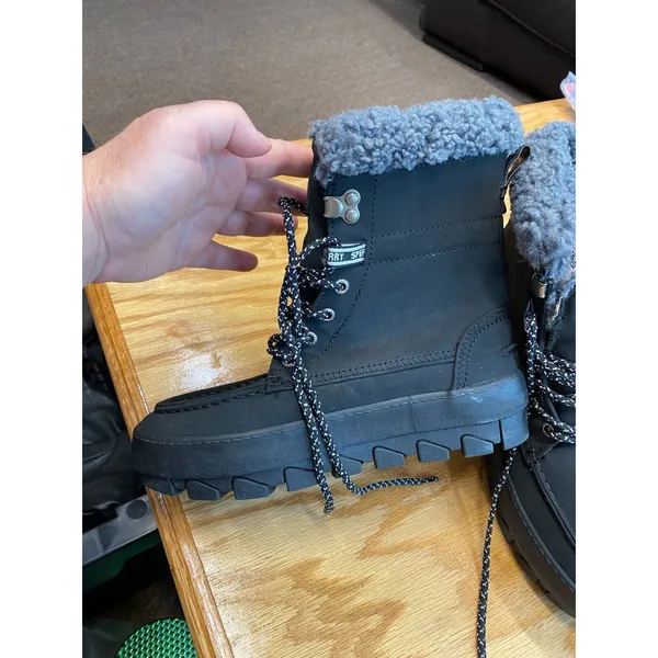 Sperry Juneau Winter Snow Boots Women's 5.5 Black Leather Lace Up STS86817 S11 - Image 2