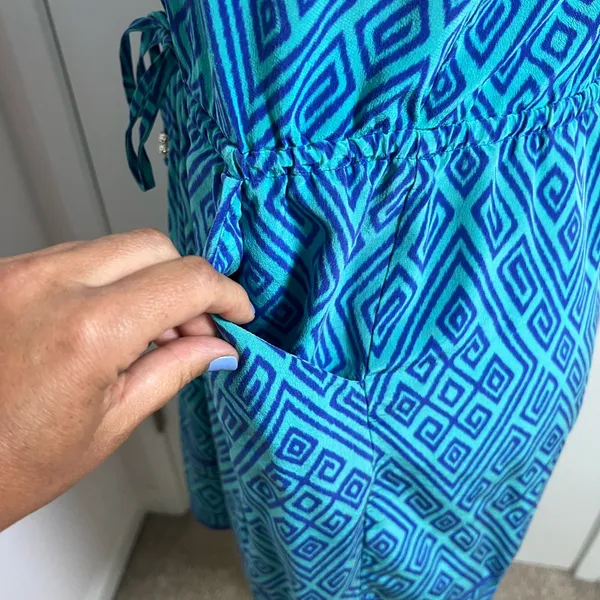 Alice & Trixie Teal and Navy Geometric Dress Size Medium‎ - Image 6