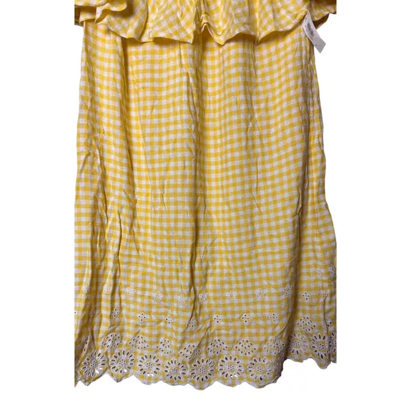 Old Navy Yellow and White Gingham Off Shoulder Dress Size Medium New with tag - Image 3