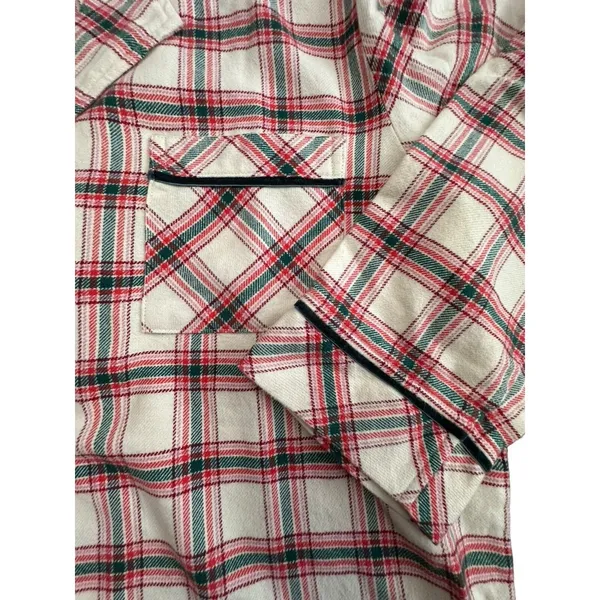 Marine Layer Pajama Size Medium Flannel Classic PJ Top in Red Cream Plaid #N4-5‎ - Image 5