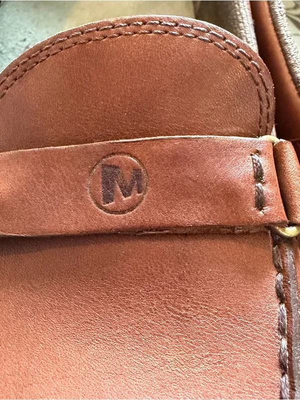Merrell Womens 8 M Brown Leather Sport Driving Loafer Shoe Hidden Wedge - Image 11