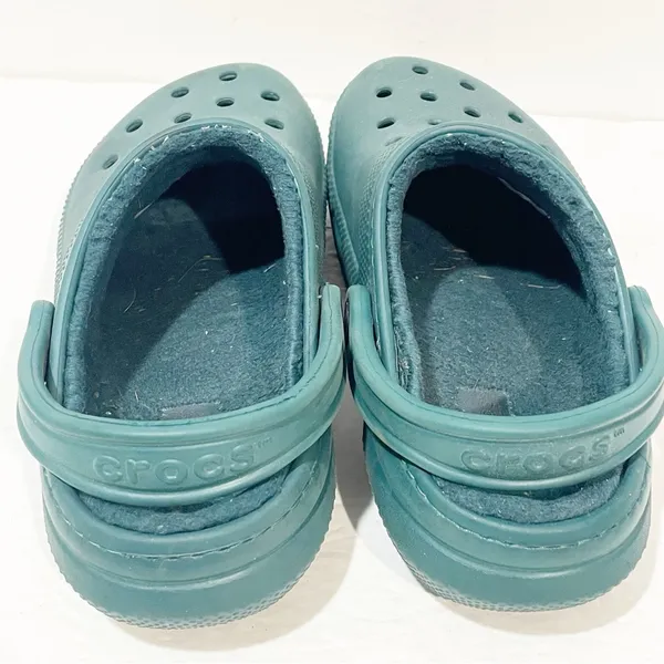 Crocs‎ Size 7 Classic Faux Fur Lined Clogs Slip-On Green - Image 4