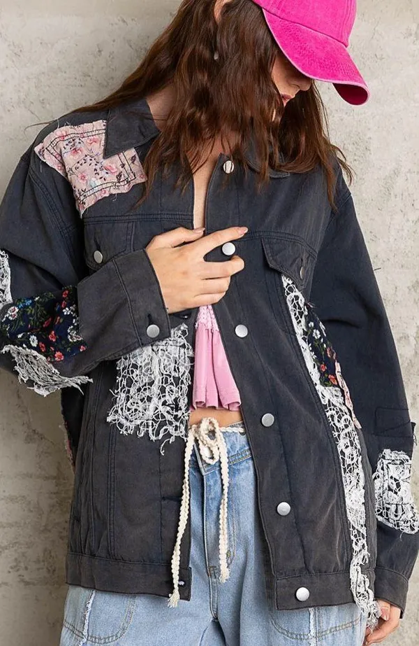 Pol Boho Patches Oversized Denim Jacket - Image 4