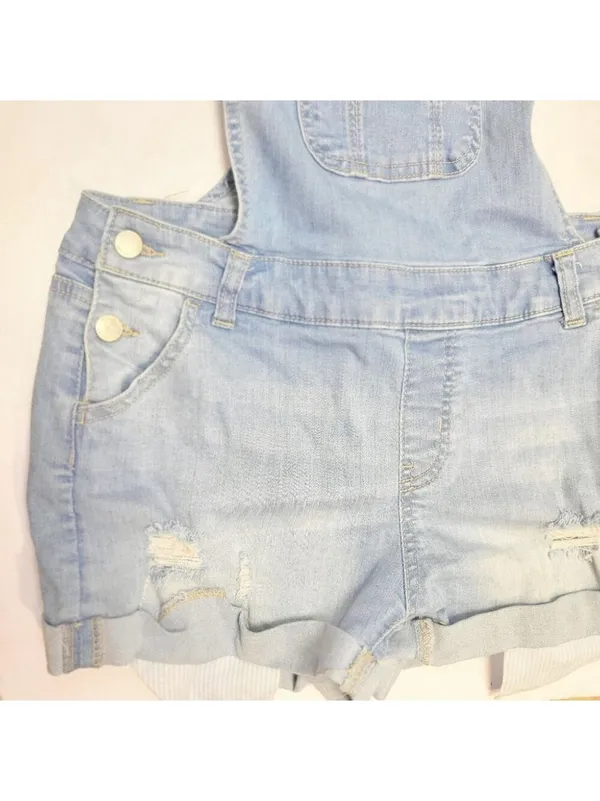 Wax Jean Blue Denim Overall Shorts Medium - Image 3