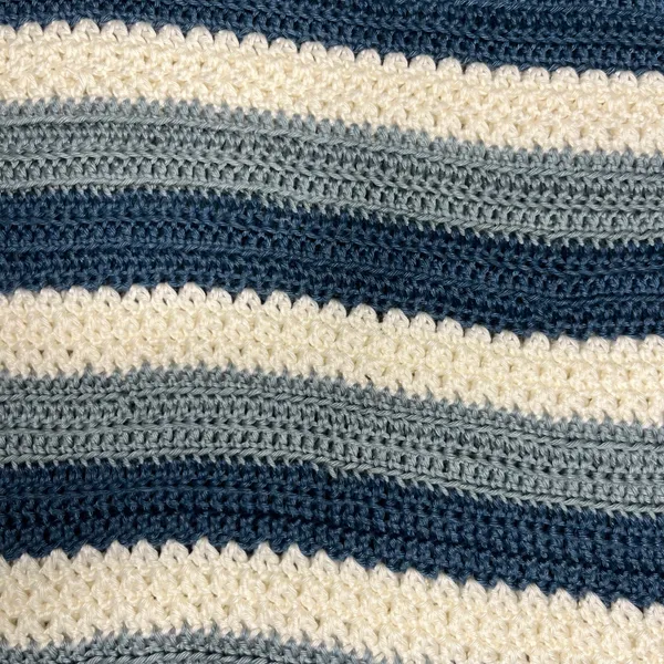 Blue White Stripes Crochet Y2K Handmade Sweater Fall Winter - Image 7