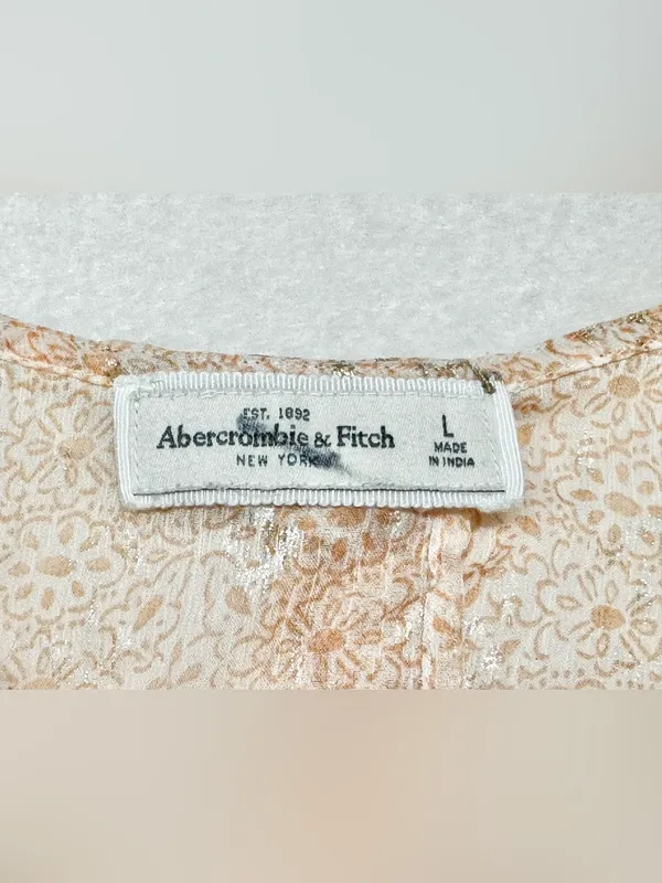 Abercrombie &Fitch Sheer Pink & Gold Metallic Foil Tank Top Size Large - Image 9