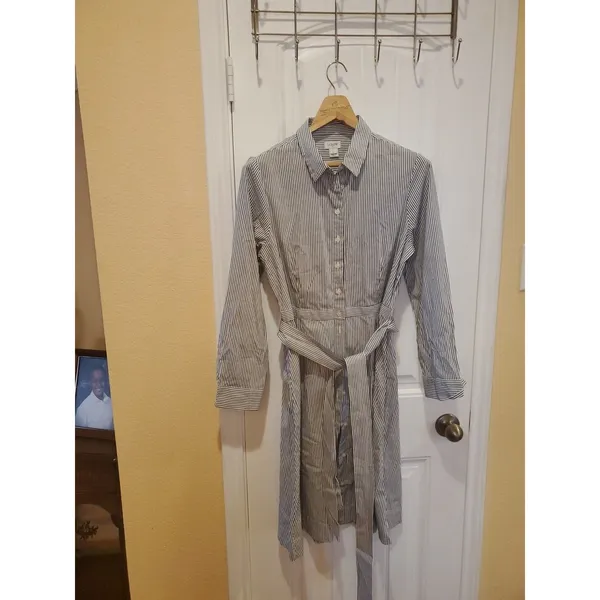 J crew Tie-waist Shirtdress In Stripe - Size 12 - Image 4