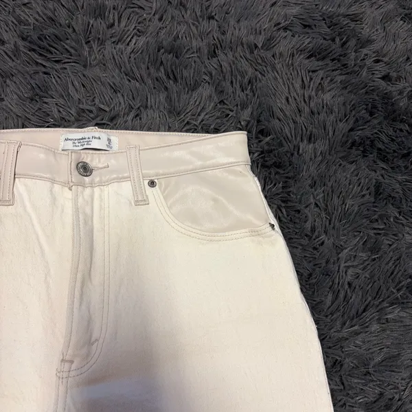 Abercrombie & Fitch faux leather top High Rise Cream 90s ultra highrise Jean 27 - Image 8