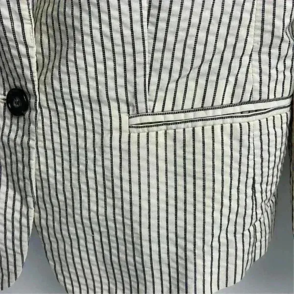 Ann‎ Taylor Loft Women's Blazer Jacket Ivory/White and Black Stripes Size 8 - Image 13