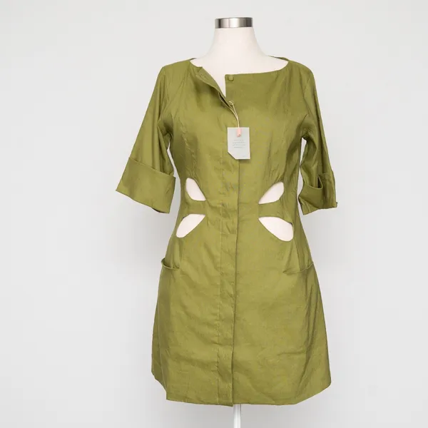 CULT GAIA - Alexandra Linen Blend‎ Cutout Sheath Dress - Image 2