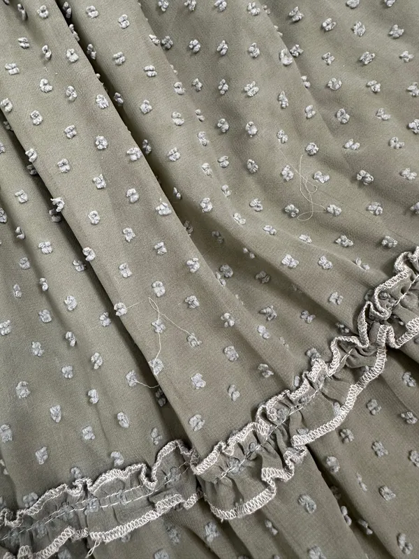 Trixxi Sage Green Swiss Dot Smocked Mini Dress Size Small Boho Cottagecore - Image 9