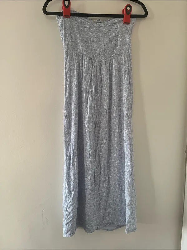 Aeropostale Blue Ditsy Floral Strapless Midi Dress Small Cottagecore Beachy - Image 5