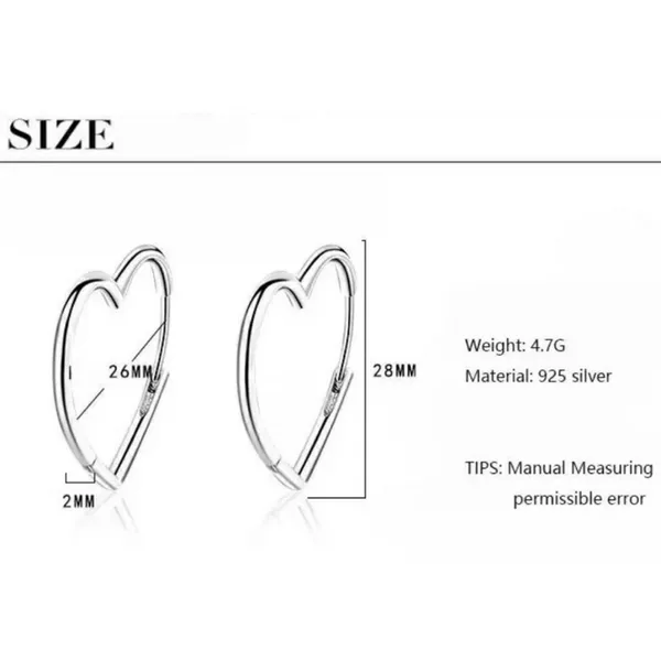 NEW Heart‎ Hoop Earrings, Rhodium Plated 925 Silver - Image 11