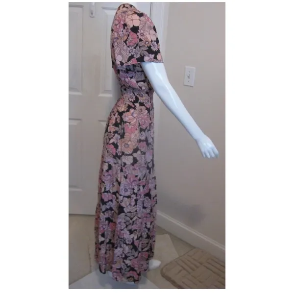 Natural Life Bella Maxi Dress Small Pink Floral Boho Festival Hippie Pockets - Image 4