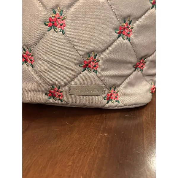 Vera Bradley Carson Hobo Bag‎ Denim Gray Floral Quilted Crossbody NWT - Image 4
