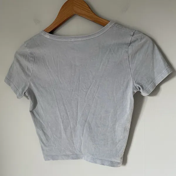 Wilfred Free Ruched Crop Top Tee Light Blue Cotton Boho Women's Size 2XS - Image 4