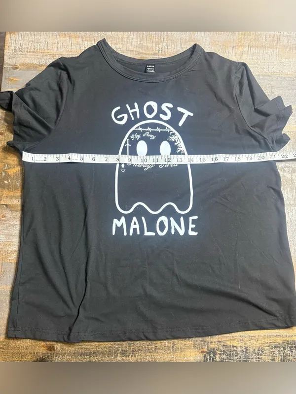 SHEIN Black Tee with White Ghost Malone Graphic - Image 6