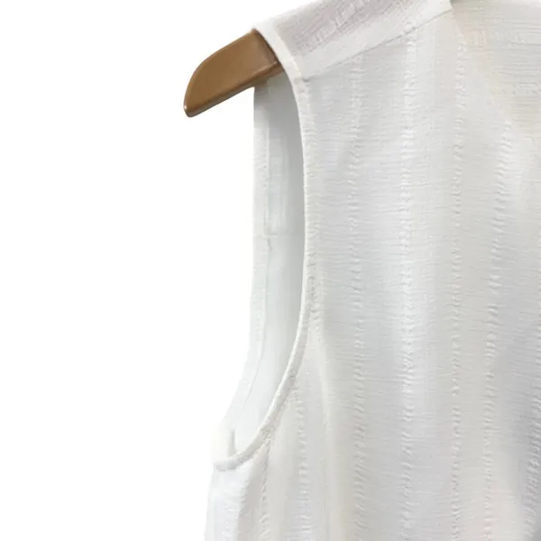 TOMMY HILFIGER White Sleeveless Ruffle Front Top M Lined Blouse - Image 10