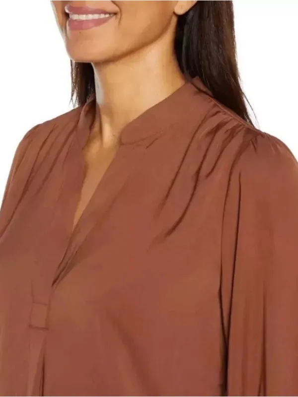 Banana‎ Republic Rust Brown V-Neck Long Sleeve Blouse - Image 3