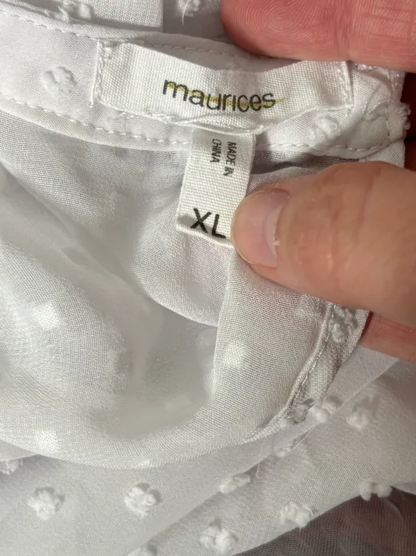 Maurices White Swiss Dot Lace Yoke Ruffle Sleeve Blouse - Image 3