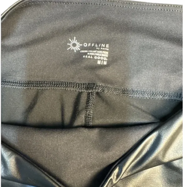 Offline Aerie The Hugger High-Waisted Faux Leather Crackle Leggings Medium NWT - Image 4