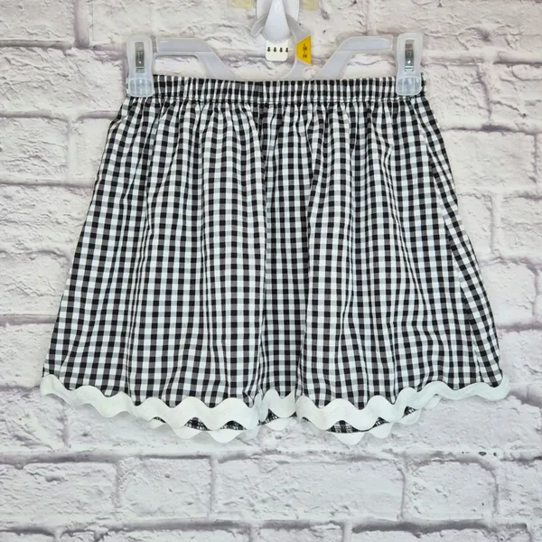 ​21 Saints Black White Gingham 2 Piece Set Ric Rac Scallop Crop Top Skirt Size M - Image 2