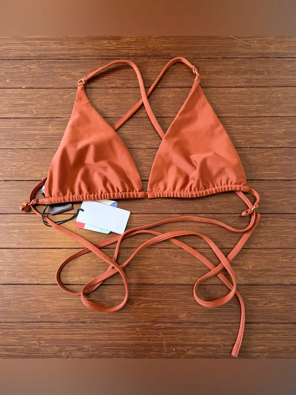 Lea the Label The Paloma Top Rust Swim Top Triangle Bikini size Large NWT - Image 2