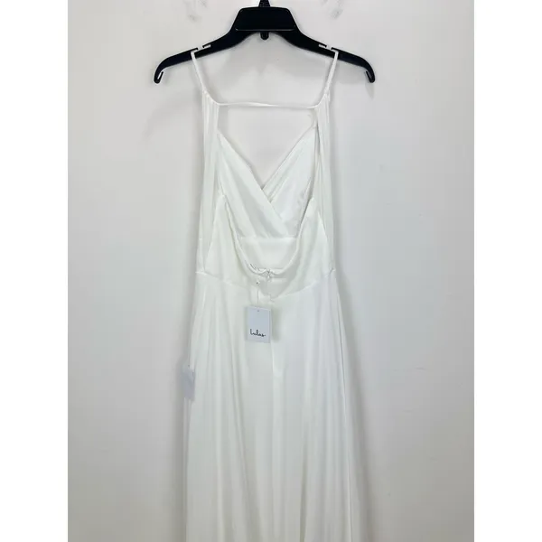 Lulus Romantic Inspiration White Sleeveless Faux Wrap Maxi Dress Wedding M NWT - Image 10