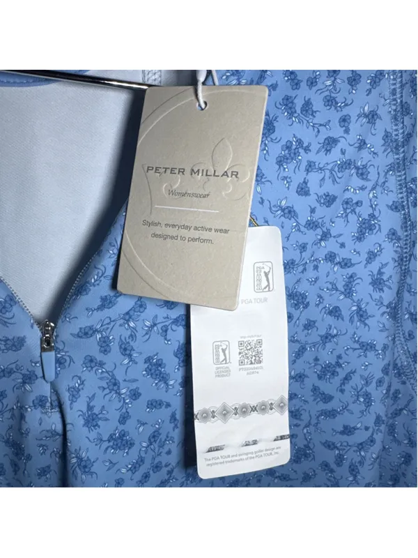 Peter Millar Floral Quarter Zip Pullover Blue White Size XL - Image 4