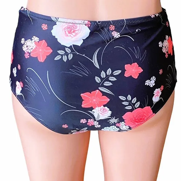 NWT ~ BEACHSISSI Black Floral Tankini Bikini Swimsuit ~ Womens Size MEDIUM - Image 7