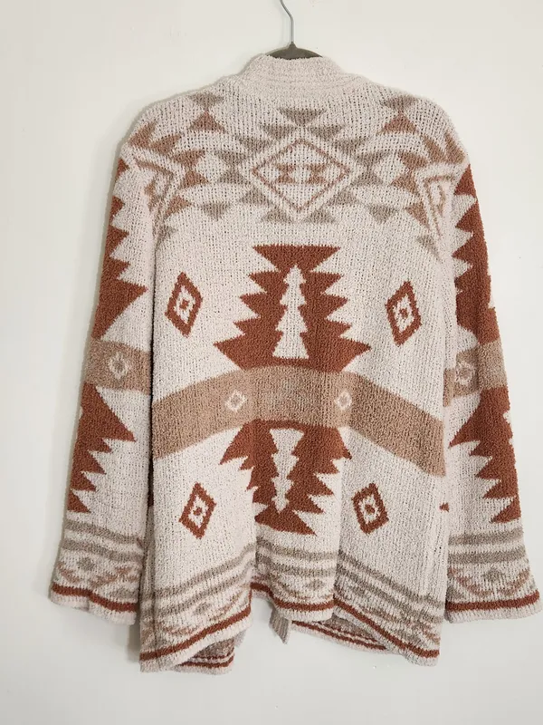Altar'd State Cream and Brown Western Aztec Cardigan Sweater Size Medium - Image 4
