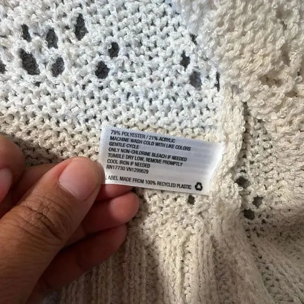 Knox Rose Medium Ivory Open Knit Cardigan Shrug Open Front Boho Western NEW #170 - Image 5