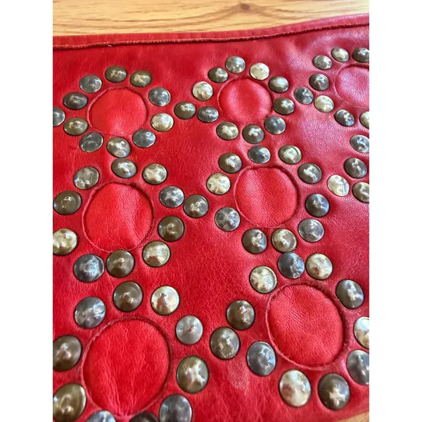 Rustic Red‎ Leather Studded Zip Around Continental Wallet Large Boho Festival - Image 10