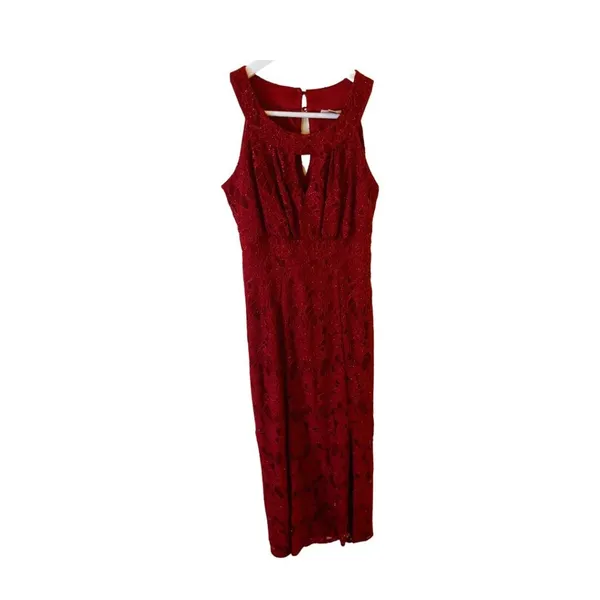 Sweet Storm Womens Burgundy Lace Maxi Dress Size S Sleeveless Formal Evening Prom Party Gown - Image 2