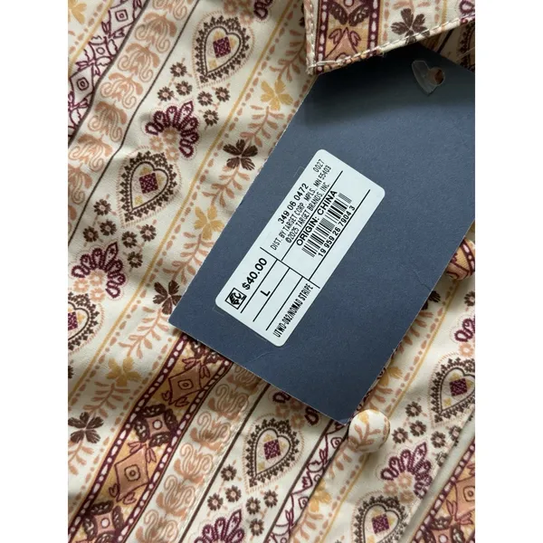 Universal Threads NWT Bishop Long Sleeve Poplin Shirtdress Large Beige Striped - Image 8