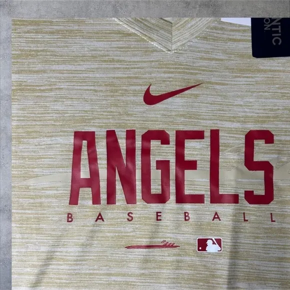 Los Angeles Angels Baseball T-Shirt Womens M Tan MLB Nike Dri-FIT‎ Tee NEW - Image 4