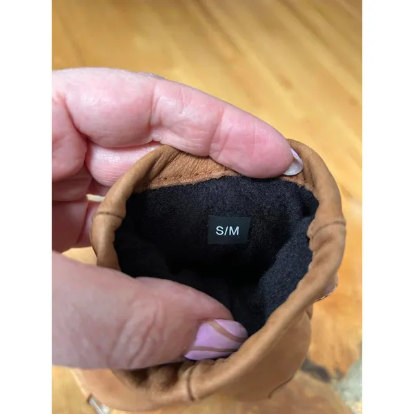 Timberland Brown Leather Mittens Size S/M - Image 3