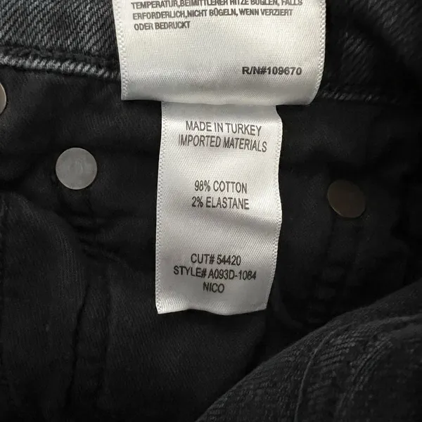 AGOLDE Nico High Rise Slim Button Fly Jeans Black Stretch A093D‎ Women’s Size 27 - Image 11