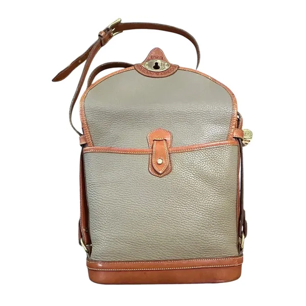 Dooney & Bourke Vintage Leather Shoulder Taupe Tan Cavalry Spectator Crossbody - Image 4