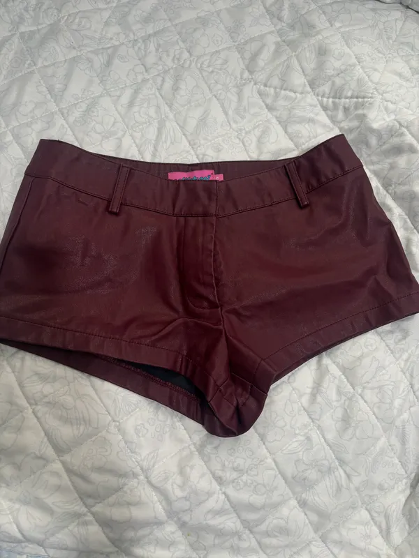 Red Leather Micro Shorts - Image 2