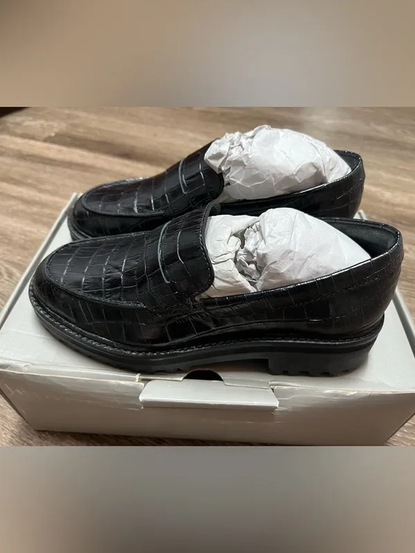 Everlane The Lug Loafer in Black Crocodile Size 6.5 - Image 3