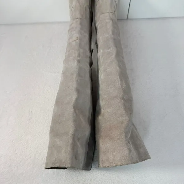 Diba True 7.5 M Leg Up Over the Knee Boots Suede Leather Block Heel Grey Boho - Image 7