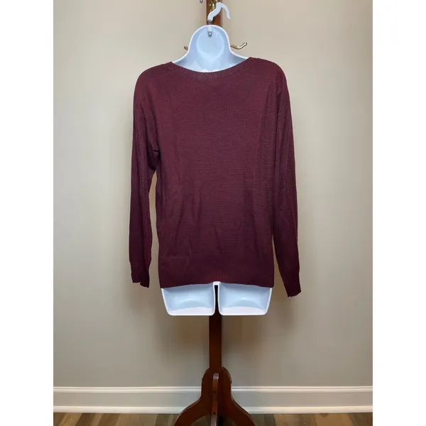 American Eagle Sweater Size S Burgundy Knit Crew Neck Long Sleeve Rib Trim NWT - Image 3