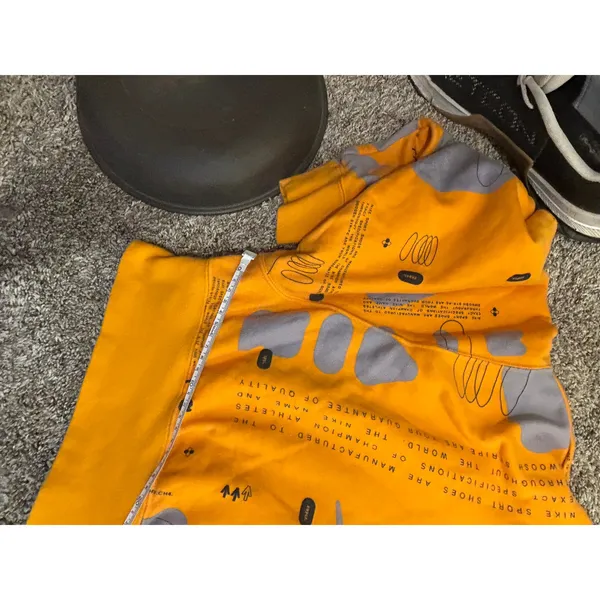 Nike Sportswear Cropped Sweatshirt Orange All Over Print Graphic Pullover Womens - Image 4