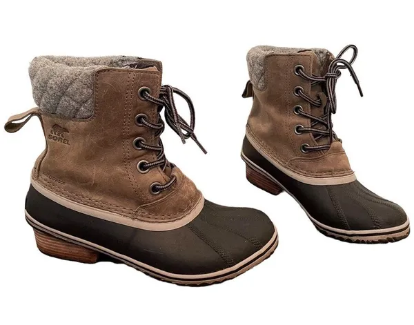 Sorel Slimpack ll Lace Boot Sz 7.5 Leather Winter Duck Boot Lace Up - Image 3
