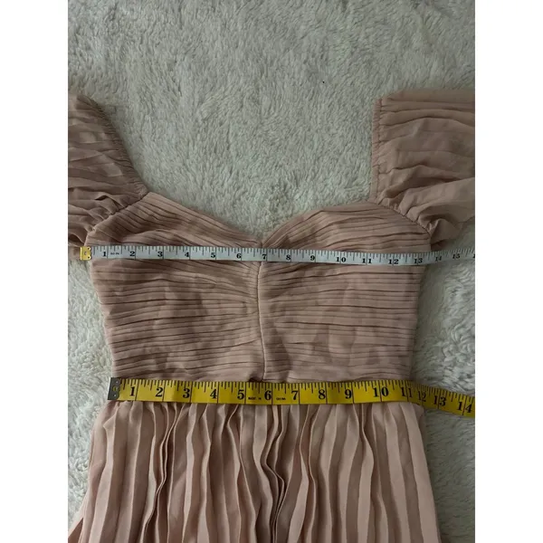 Lulus Notorious Charm Blush Pleated Flutter Sleeve Maxi Dress Size XS Formal - Image 8