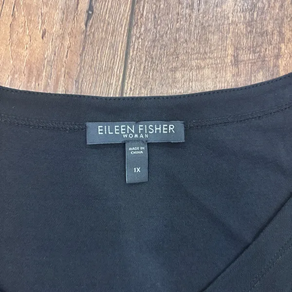 Eileen Fisher Woman 1X Black 100% Silk Scoop Neck Sleeveless Tank Top Blouse - Image 3