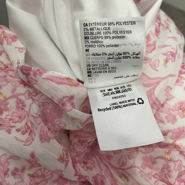 INC Babydoll Dress Size S Pink Floral Chiffon Coquette Feminine Romantic Sheer - Image 9