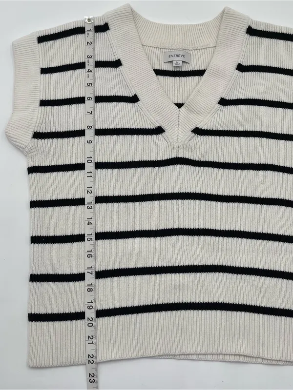 Evereve V-Neck Sleeveless Striped Sweater Sz Medium Casual Pullover Summer - Image 11